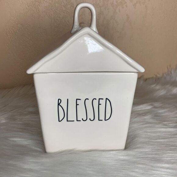 Rae Dunn BLESSED House Cookie Jar Canister - Picture 1 of 11